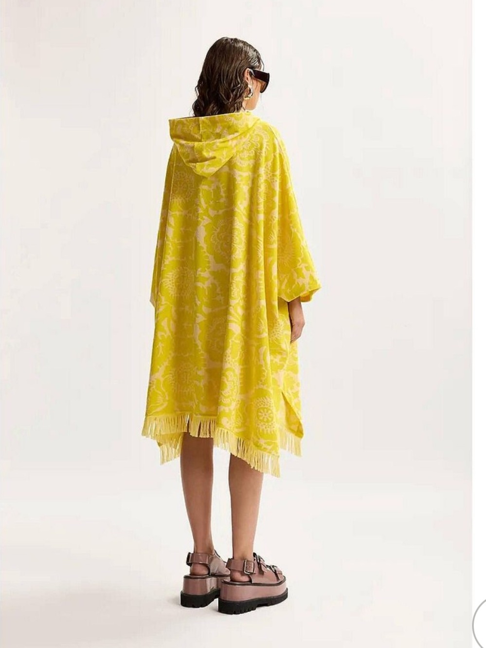 Essential Antwerp Yellow Hooded Fringe Poncho Jacket